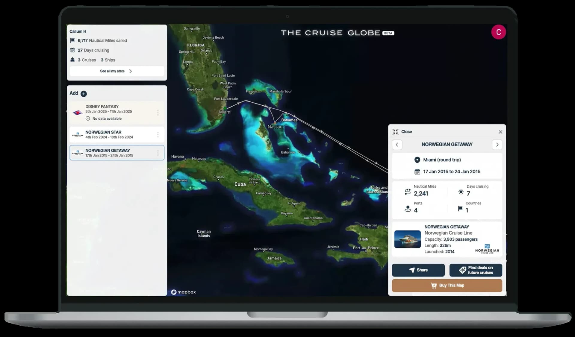 The Cruise Globe — interactive cruise tracking application